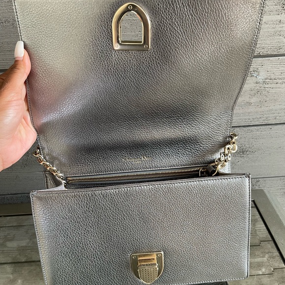 Lady diorama metallic silver calfskin medium with champagne gold hardware! - Picture 2 of 8